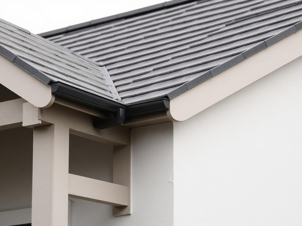 Detail van een dak en gevel van een gerenoveerde woning